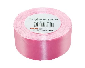 WSTĄŻKA SATYNOWA JASNY RÓŻ 38MMX32M