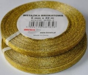 WSTĄŻKA BROKATOWA ZŁOTA 6MMX22M