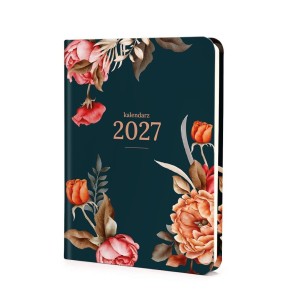 KALENDARZ 2027 A6 PHOTO MAT TYGODNI. CIEMNY KWIATY