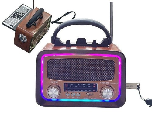 Głośnik Bluetooth z radiem, panel solarny, USB