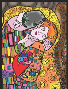 KOLOROWANKA WELWETOWA 47X35CM KLIMT POCAŁUNEK