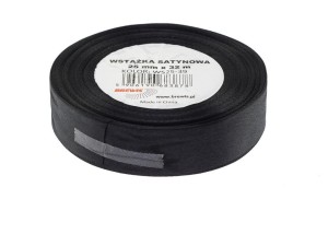 WSTĄŻKA SATYNOWA CZARNA 25MMX32M