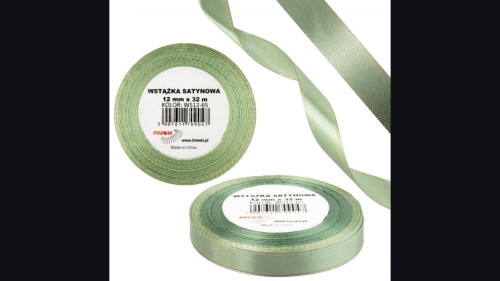 Wstążka satynowa 12mm/32m szarozielony