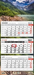 KALENDARZ 2027 TRÓJDZIELNY TATRY PŁOTEK