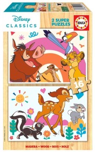 PUZZLE DREWNIANE 2X16 KRÓL LEW BAMBI, EDUCA