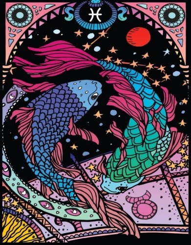 Kolorowanka welwetowa A4 Zodiak Ryby