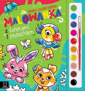 MALOWANKA Z FARBKAMI I PĘDZELKIEM. MAŁE ZWIERZĄTKA