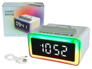 GŁOŚNIK BLUETOOTH Z ZEGAREM, KABEL USB