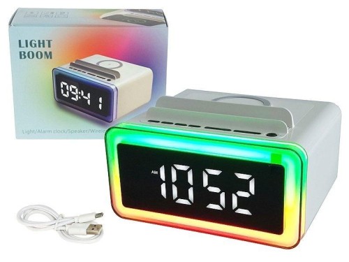 Głośnik Bluetooth z zegarem, kabel USB