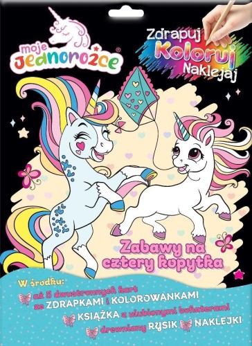 Moje Jednorożce Zdrapuj, koloruj, naklejaj