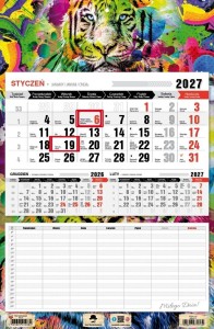 KALENDARZ 2027 JEDNODZIELNY Z PLANEM ZAJĘĆ GRAFITI