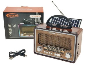 GŁOŚNIK BLUETOOTH RADIO RETRO ZE ŚWIATŁEM USB