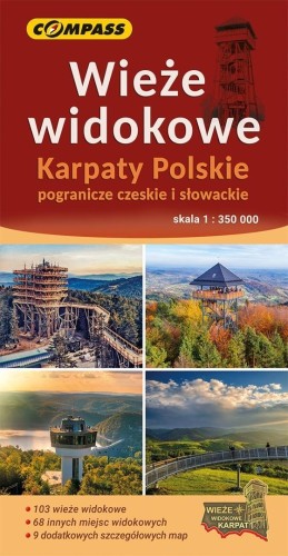 Mapa - Wieże widokowe Karpaty Polskie 1:350 000