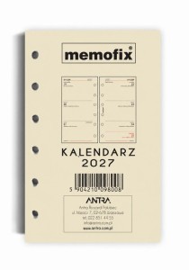 WKŁAD KALENDARZOWY 2027 MEMOFIX A6 SK/TDW