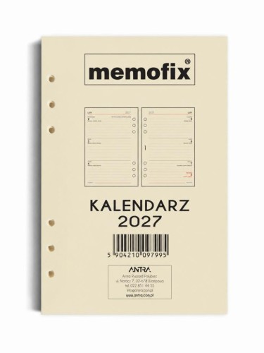 Wkład kalendarzowy 2027 Memofix A5 TDW