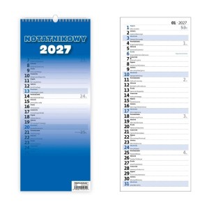 KALENDARZ 2027 NOTATNIKOWY MIESIĘCZNY SLIM