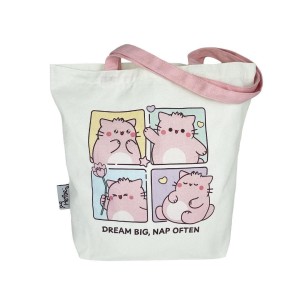 PEMBE TORBA NA ZAKUPY BAWEŁNIANA 36X35CM