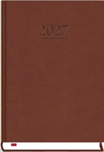 Terminarz 2027 B6 dzienny Powszechny brąz