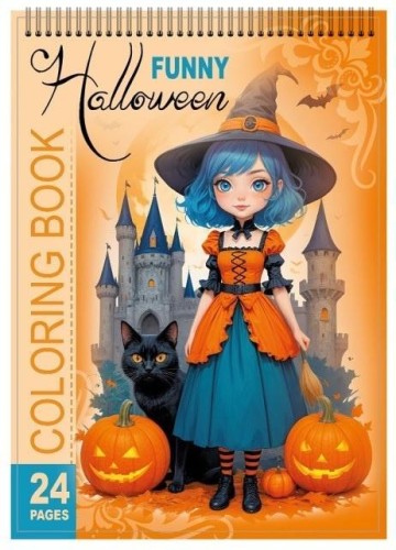 Kolorowanka z naklejkami 12 stron Funny Halloween
