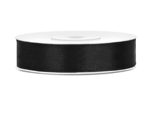 TASIEMKA SATYNOWA CZARNA 12MM/25M