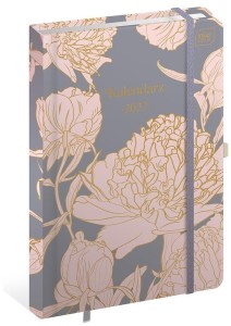 KALENDARZ 2027 A5/384 METALLIC PEONY