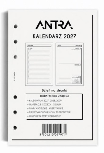 Wkład kalendarzowy 2027 Memofix A5 DNS