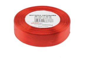 WSTĄŻKA SATYNOWA CZERWONA 25MMX32M
