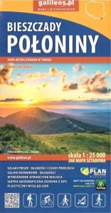 MAPA TURYSTYCZNA - BIESZCZADY, POŁONINY