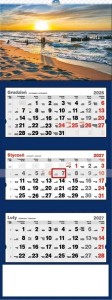 KALENDARZ 2027 TRÓJDZIELNY ZACHÓD SŁOŃCA BAŁTYK
